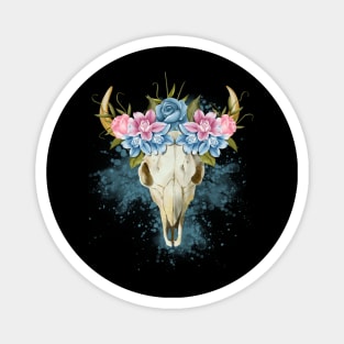 Animal skull with flowers in boho hippie style Magnet